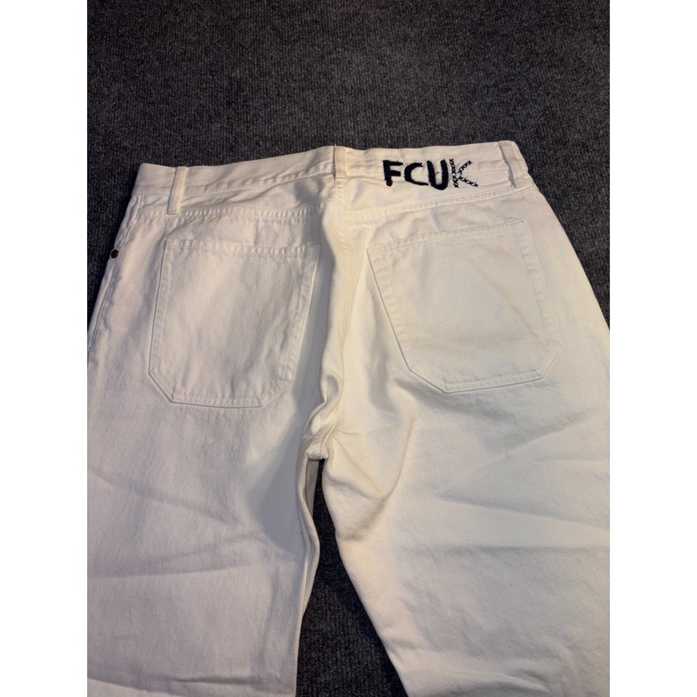 FCUK Bootcut Jeans Womens 32 White Denim Light Wash Grunge Streetwear Button Fly - Picture 10 of 11